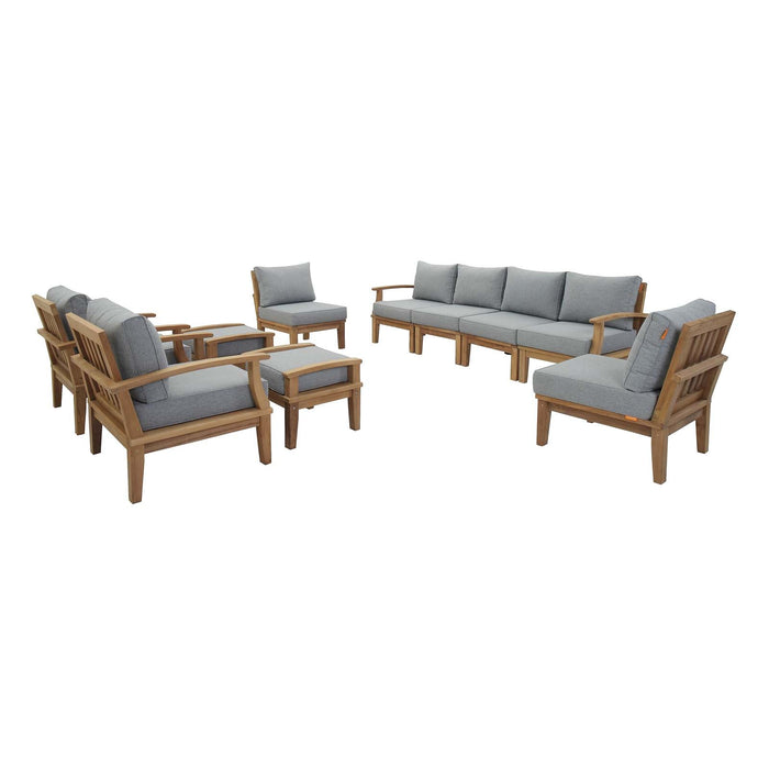 Marina 10 Piece Outdoor Patio Teak Set by Modway - angle view