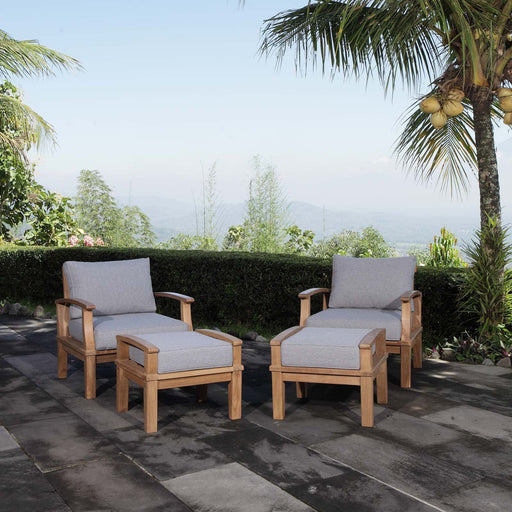 Marina 4 Piece Outdoor Patio Teak Set Natural Gray