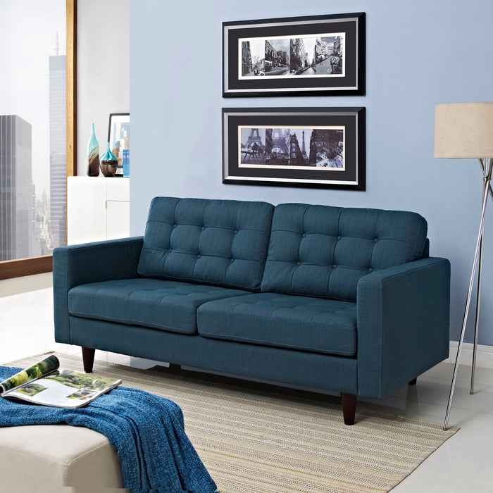 Empress Modern Upholstered Loveseat - Deeply Tufted Luxury Design with Solid Wood Legs and Comfort