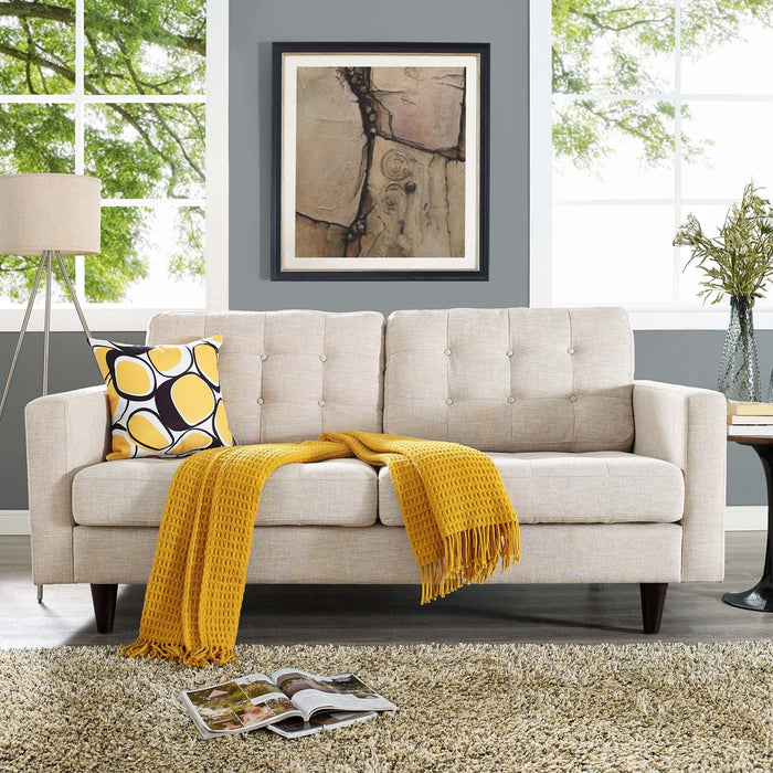 Empress Modern Upholstered Loveseat - Deeply Tufted Luxury Design with Solid Wood Legs and Comfort