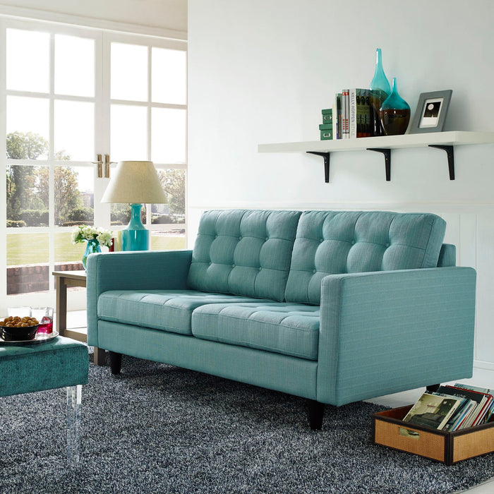 Empress Modern Upholstered Loveseat - Deeply Tufted Luxury Design with Solid Wood Legs and Comfort