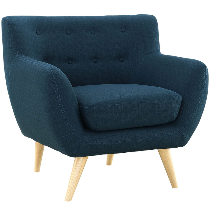 Remark Mid-Century Modern Upholstered Armchair with Natural Wood Legs for Stylish Living Spaces