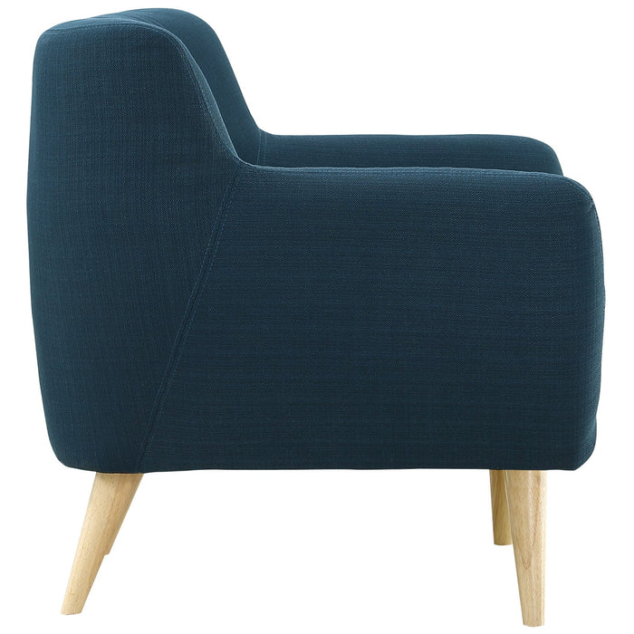 Remark Mid-Century Modern Upholstered Armchair with Natural Wood Legs for Stylish Living Spaces
