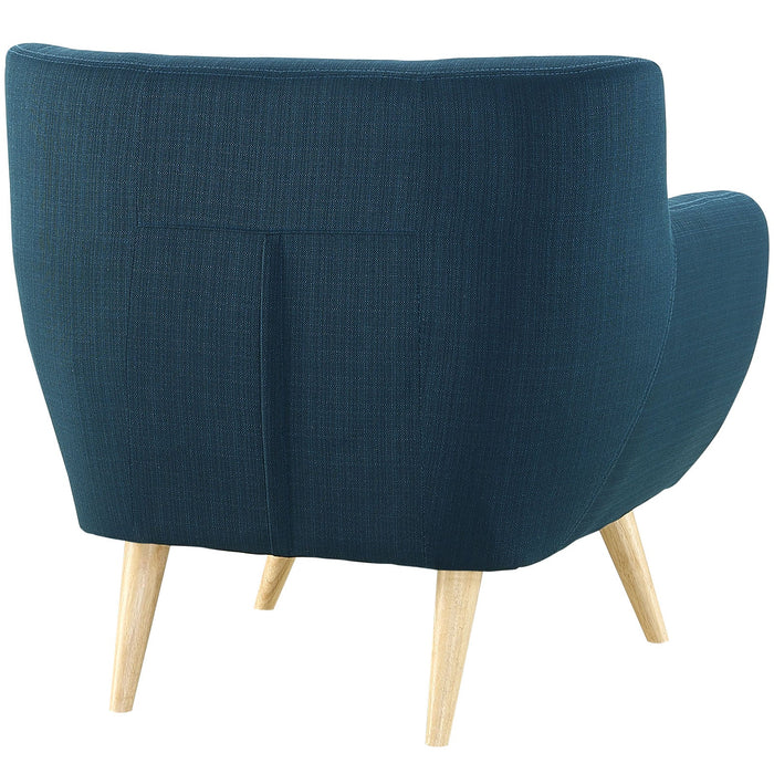 Remark Mid-Century Modern Upholstered Armchair with Natural Wood Legs for Stylish Living Spaces