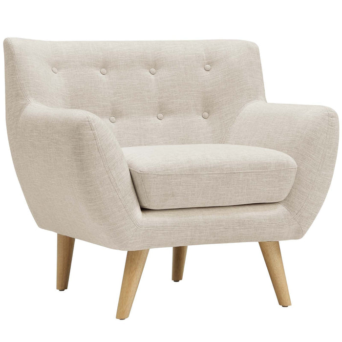 Remark Mid-Century Modern Upholstered Armchair with Natural Wood Legs for Stylish Living Spaces