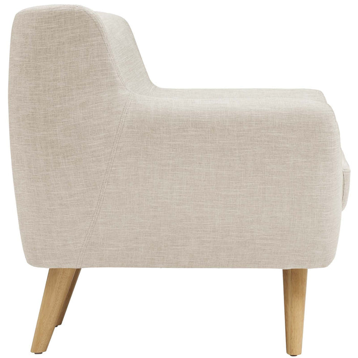 Remark Mid-Century Modern Upholstered Armchair with Natural Wood Legs for Stylish Living Spaces