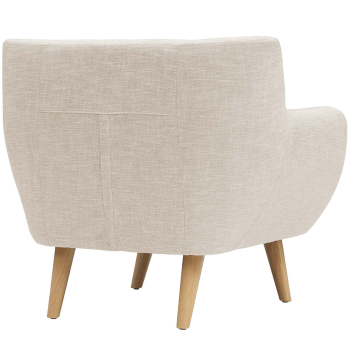 Remark Mid-Century Modern Upholstered Armchair with Natural Wood Legs for Stylish Living Spaces
