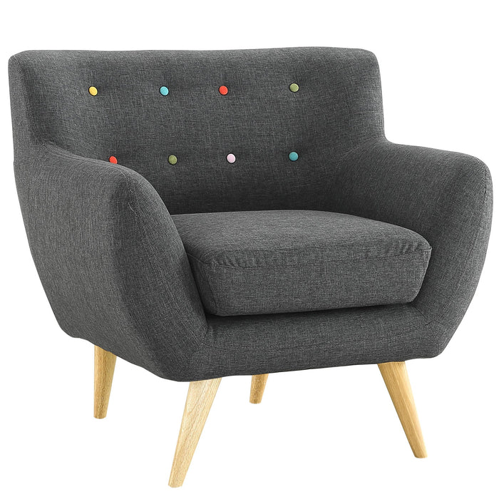 Remark Mid-Century Modern Upholstered Armchair with Natural Wood Legs for Stylish Living Spaces