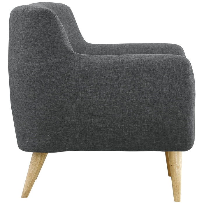 Remark Mid-Century Modern Upholstered Armchair with Natural Wood Legs for Stylish Living Spaces