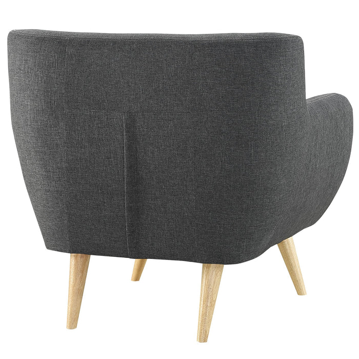 Remark Mid-Century Modern Upholstered Armchair with Natural Wood Legs for Stylish Living Spaces