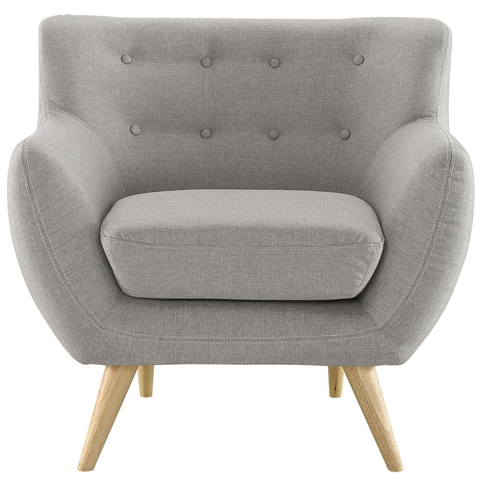 Remark Mid-Century Modern Upholstered Armchair with Natural Wood Legs for Stylish Living Spaces