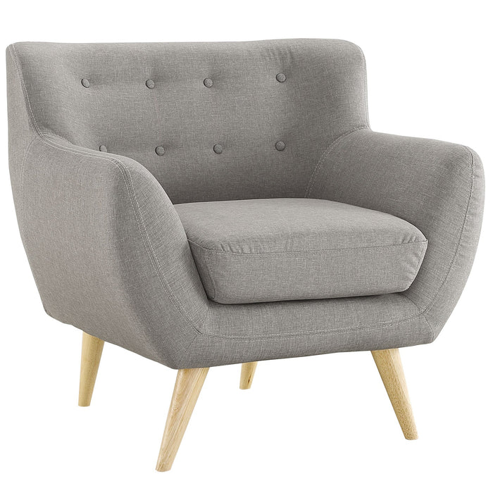 Remark Mid-Century Modern Upholstered Armchair with Natural Wood Legs for Stylish Living Spaces
