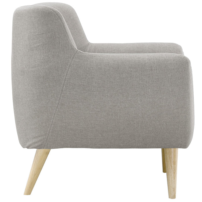 Remark Mid-Century Modern Upholstered Armchair with Natural Wood Legs for Stylish Living Spaces