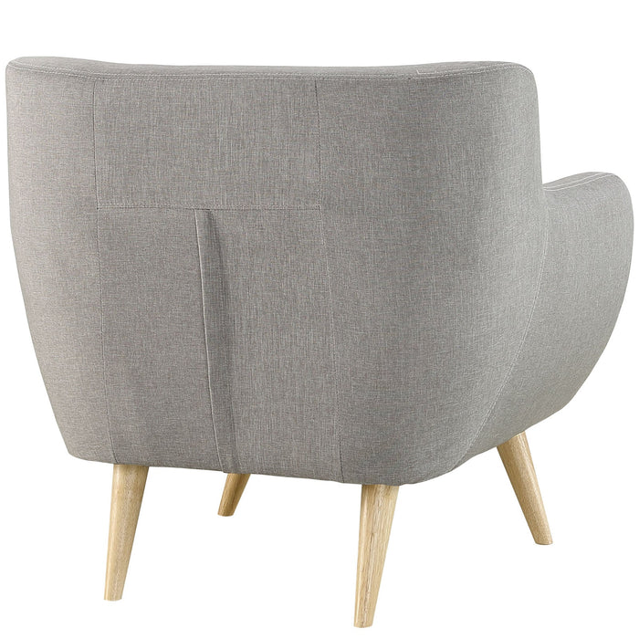 Remark Mid-Century Modern Upholstered Armchair with Natural Wood Legs for Stylish Living Spaces