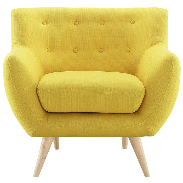 Remark Mid-Century Modern Upholstered Armchair with Natural Wood Legs for Stylish Living Spaces