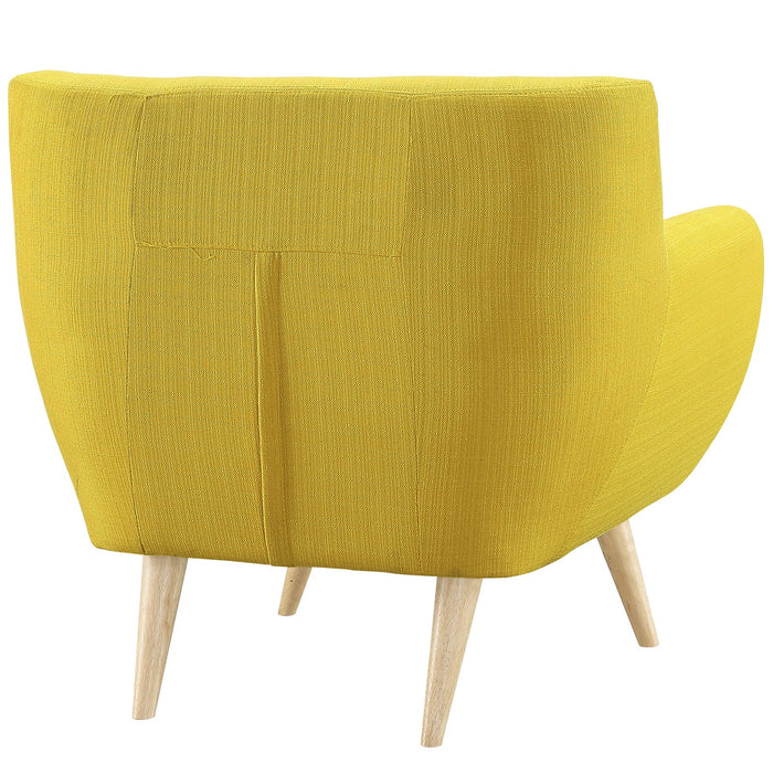 Remark Mid-Century Modern Upholstered Armchair with Natural Wood Legs for Stylish Living Spaces