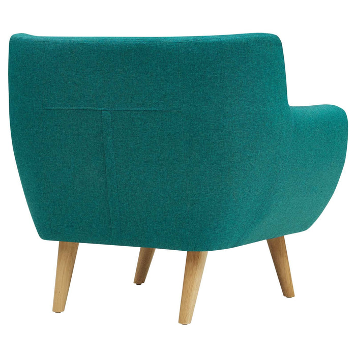 Remark Mid-Century Modern Upholstered Armchair with Natural Wood Legs for Stylish Living Spaces