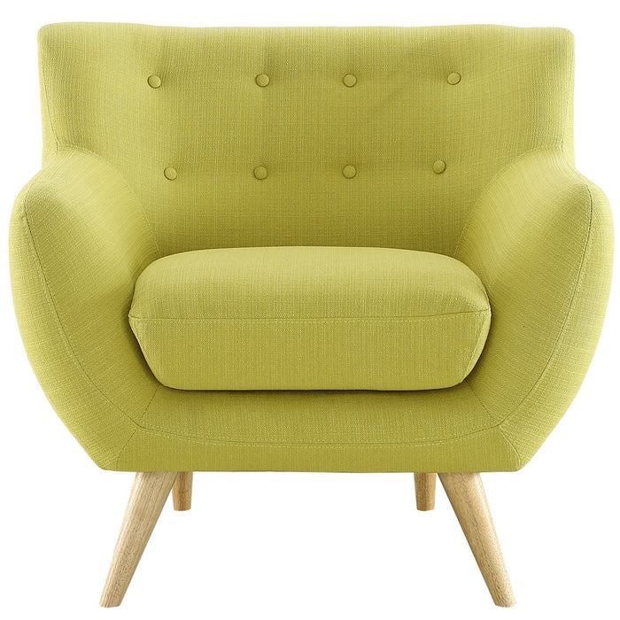 Remark Mid-Century Modern Upholstered Armchair with Natural Wood Legs for Stylish Living Spaces