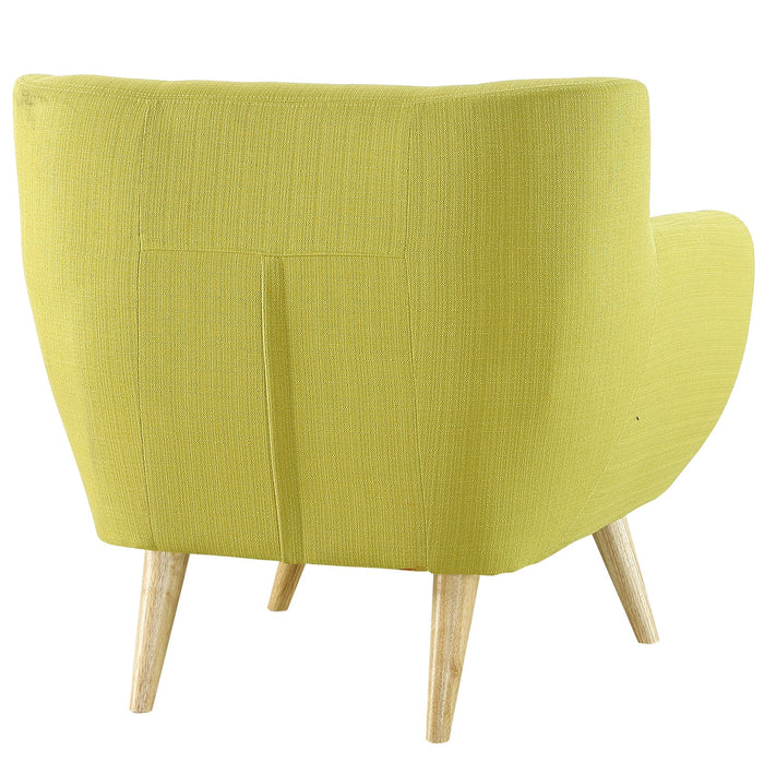 Remark Mid-Century Modern Upholstered Armchair with Natural Wood Legs for Stylish Living Spaces
