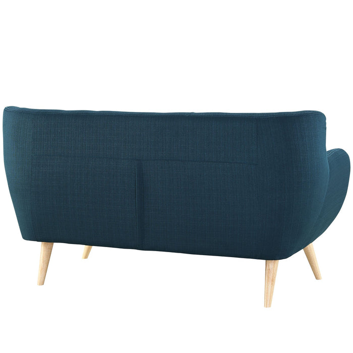 Remark Mid-Century Modern Upholstered Loveseat with Plush Cushions and Solid Wood Dowel Legs