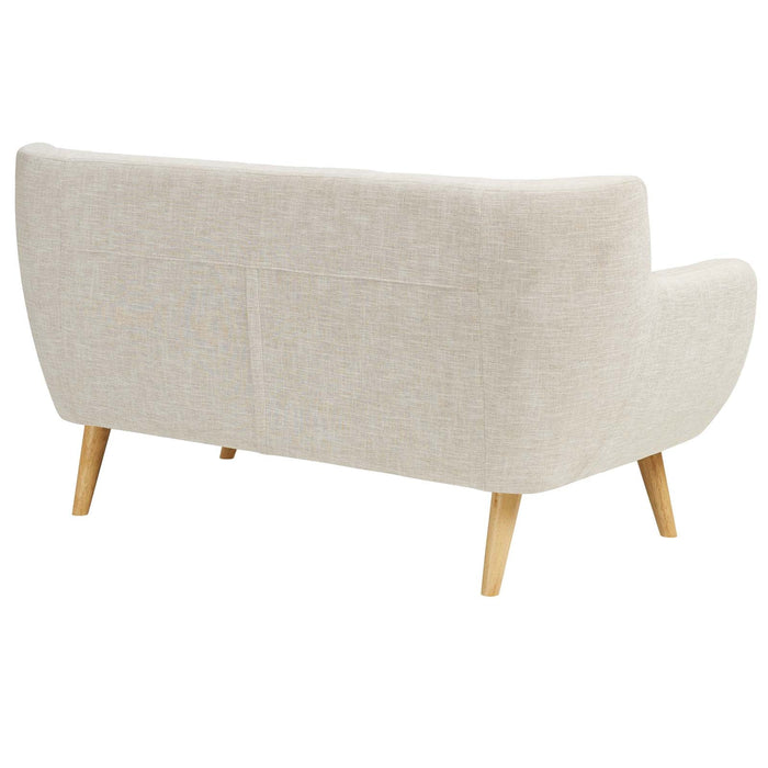 Remark Mid-Century Modern Upholstered Loveseat with Plush Cushions and Solid Wood Dowel Legs