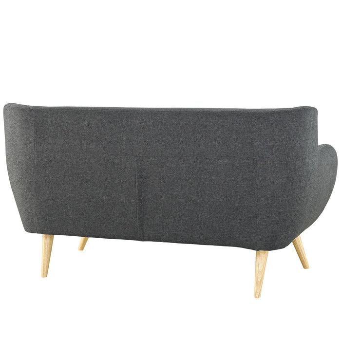 Remark Mid-Century Modern Upholstered Loveseat with Plush Cushions and Solid Wood Dowel Legs