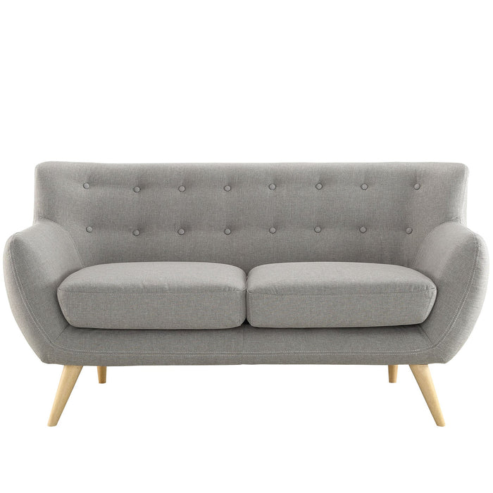 Remark Mid-Century Modern Upholstered Loveseat with Plush Cushions and Solid Wood Dowel Legs