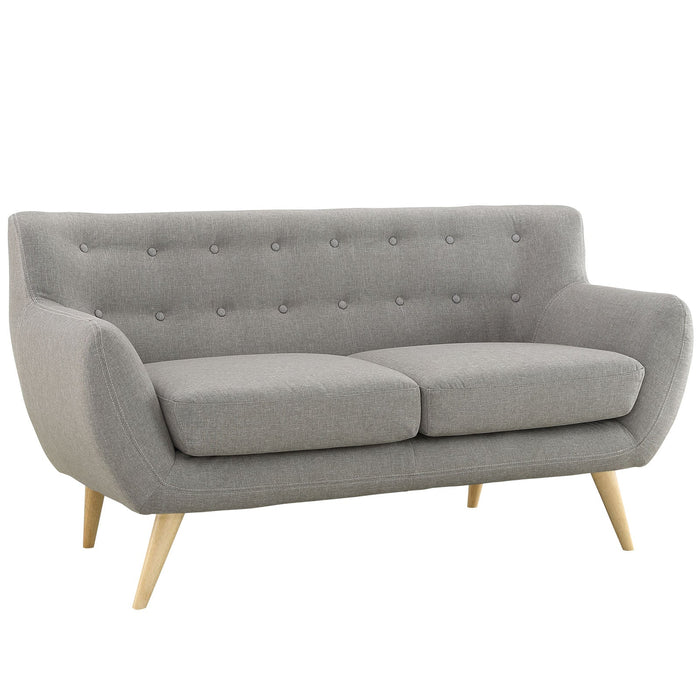 Remark Mid-Century Modern Upholstered Loveseat with Plush Cushions and Solid Wood Dowel Legs