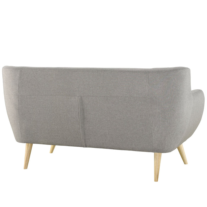 Remark Mid-Century Modern Upholstered Loveseat with Plush Cushions and Solid Wood Dowel Legs
