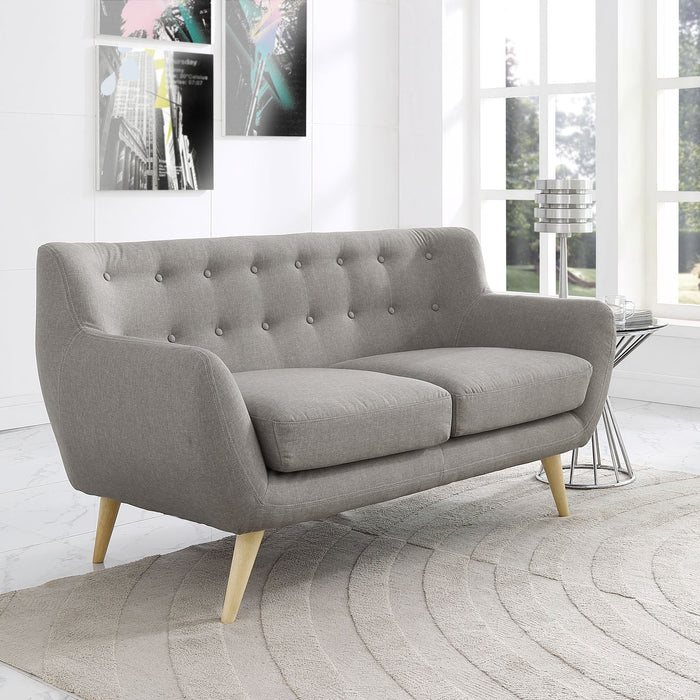Remark Mid-Century Modern Upholstered Loveseat with Plush Cushions and Solid Wood Dowel Legs