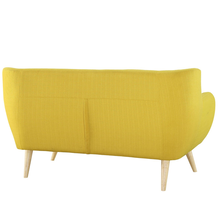 Remark Mid-Century Modern Upholstered Loveseat with Plush Cushions and Solid Wood Dowel Legs