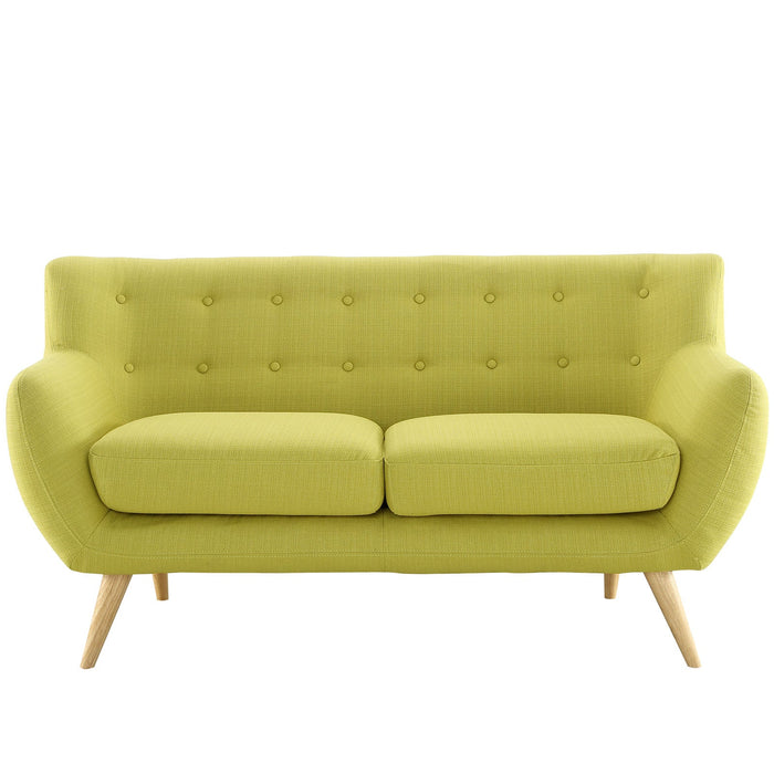 Remark Mid-Century Modern Upholstered Loveseat with Plush Cushions and Solid Wood Dowel Legs