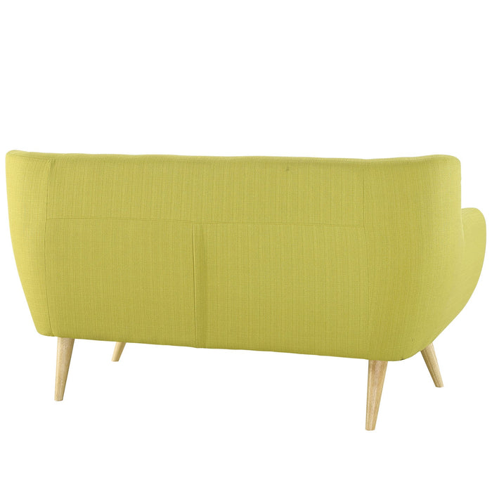 Remark Mid-Century Modern Upholstered Loveseat with Plush Cushions and Solid Wood Dowel Legs
