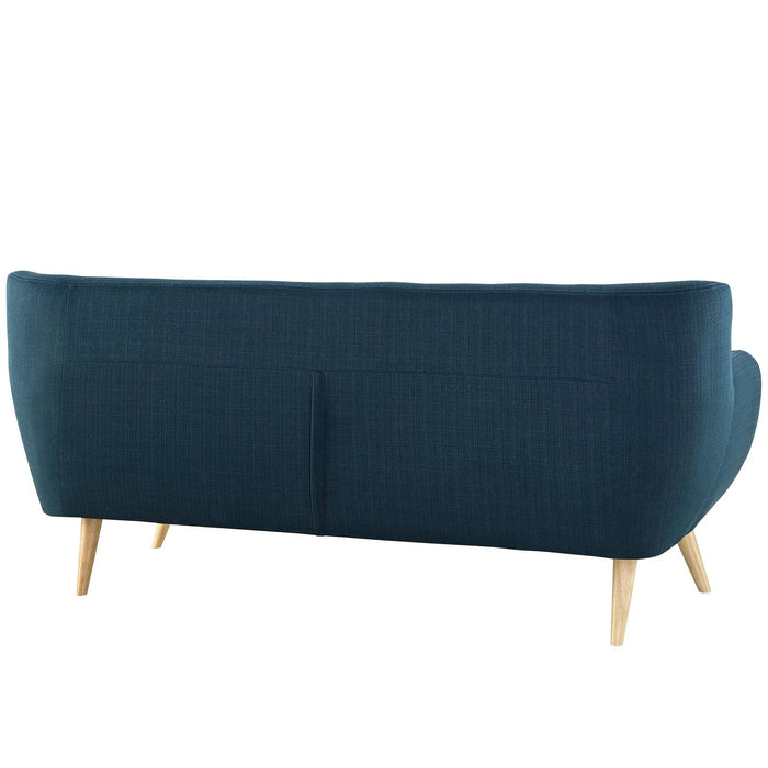 Remark Mid-Century Modern Upholstered Loveseat with Plush Cushions and Natural Wood Legs - side view