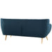 Remark Mid-Century Modern Upholstered Loveseat with Plush Cushions and Natural Wood Legs - side view