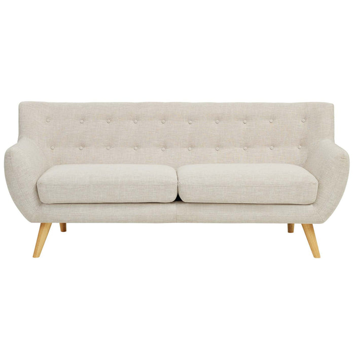 Remark Mid-Century Modern Upholstered Loveseat with Plush Cushions and Natural Wood Legs - view 17