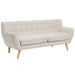 Remark Mid-Century Modern Upholstered Loveseat with Plush Cushions and Natural Wood Legs - back view