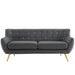 Remark Mid-Century Modern Upholstered Loveseat with Plush Cushions and Natural Wood Legs - view 18