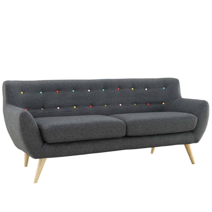 Remark Mid-Century Modern Upholstered Loveseat with Plush Cushions and Natural Wood Legs - alternate view