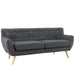 Remark Mid-Century Modern Upholstered Loveseat with Plush Cushions and Natural Wood Legs - alternate view