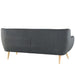 Remark Mid-Century Modern Upholstered Loveseat with Plush Cushions and Natural Wood Legs - feature highlight