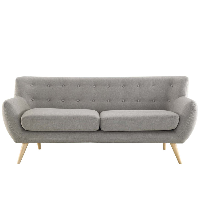 Remark Mid-Century Modern Upholstered Loveseat with Plush Cushions and Natural Wood Legs - view 19