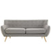 Remark Mid-Century Modern Upholstered Loveseat with Plush Cushions and Natural Wood Legs - view 19