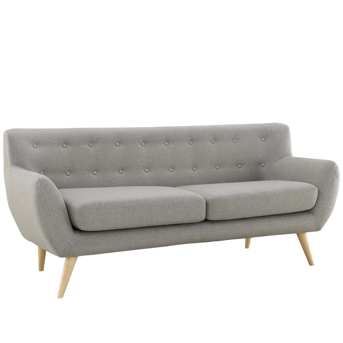 Remark Mid-Century Modern Upholstered Loveseat with Plush Cushions and Natural Wood Legs - interior view