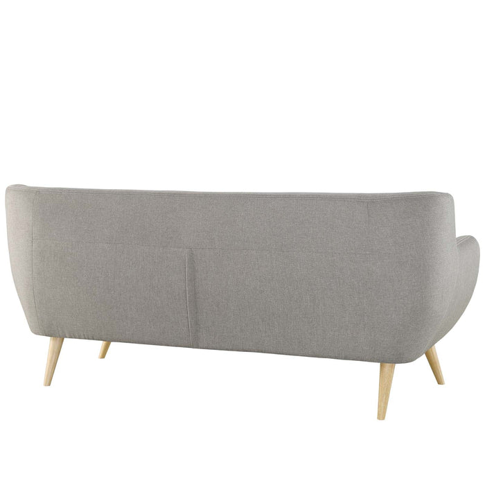 Remark Mid-Century Modern Upholstered Loveseat with Plush Cushions and Natural Wood Legs - control panel detail