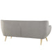 Remark Mid-Century Modern Upholstered Loveseat with Plush Cushions and Natural Wood Legs - control panel detail