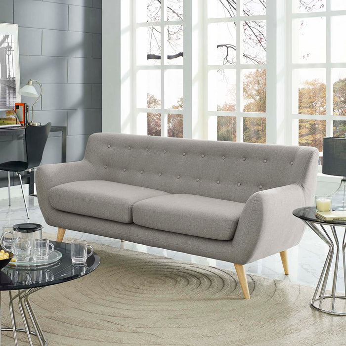 Remark Mid-Century Modern Upholstered Loveseat with Plush Cushions and Natural Wood Legs - accessory view