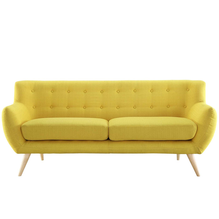 Remark Mid-Century Modern Upholstered Loveseat with Plush Cushions and Natural Wood Legs - view 20