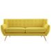 Remark Mid-Century Modern Upholstered Loveseat with Plush Cushions and Natural Wood Legs - view 20