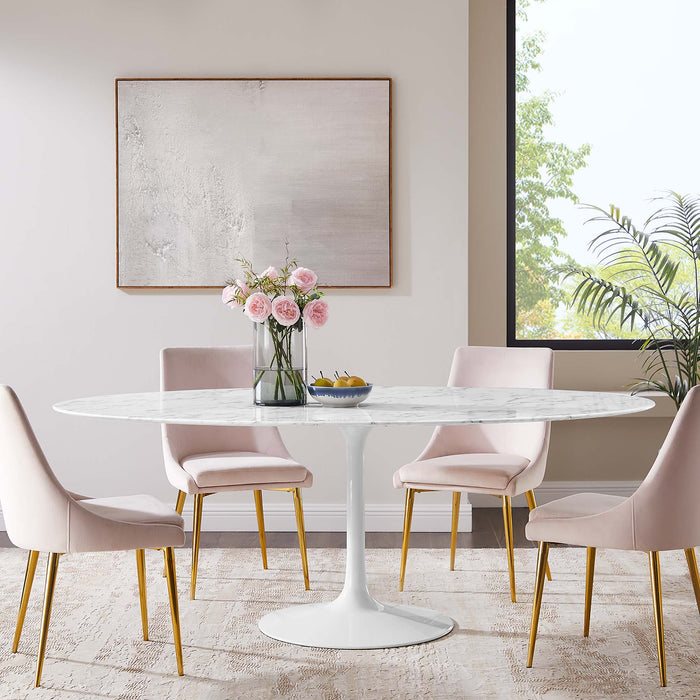 Lippa Oval Artificial Marble Dining Table